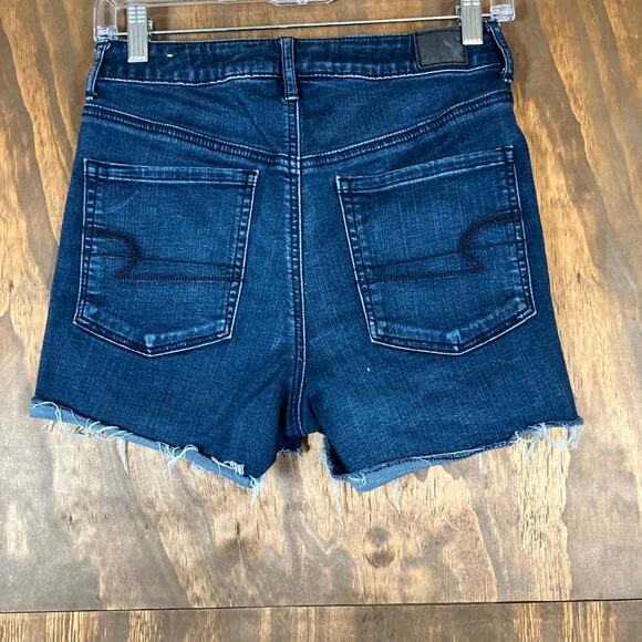American Eagle Womens Shorts Blue Denim Sky High Rise Shortie Stretch 6 - Picture 9 of 11